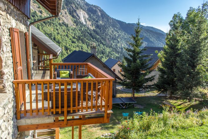 Looking down the valley from a chalet balcony