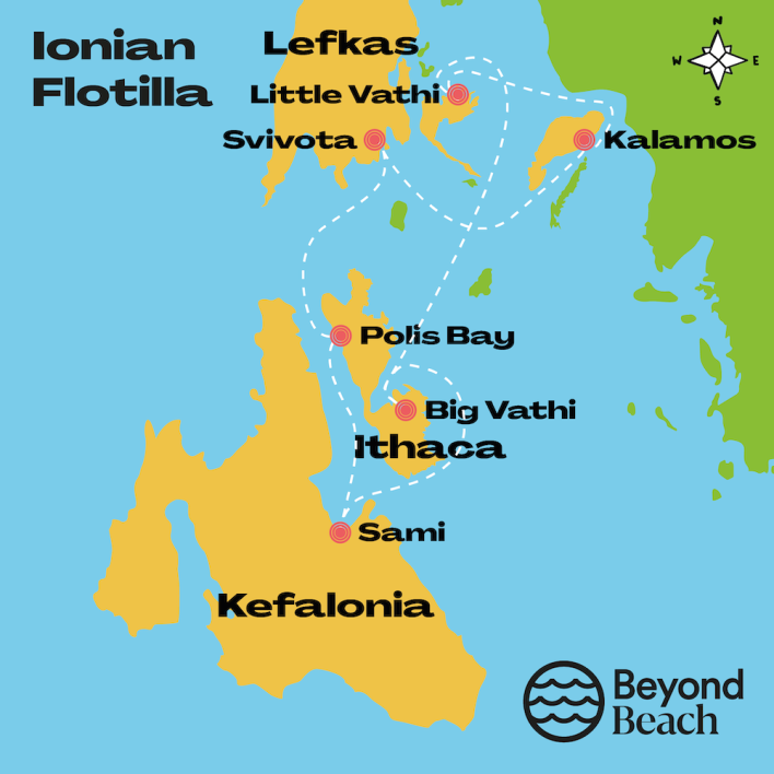Illustrative map of Ionian Flotilla Route