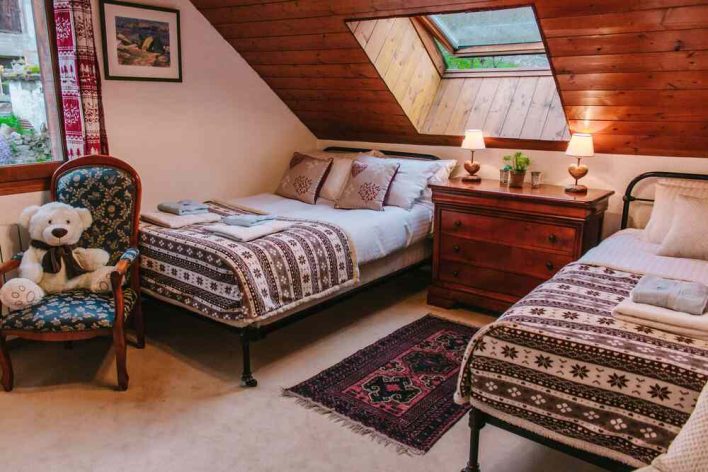 A triple room in a summer chalet