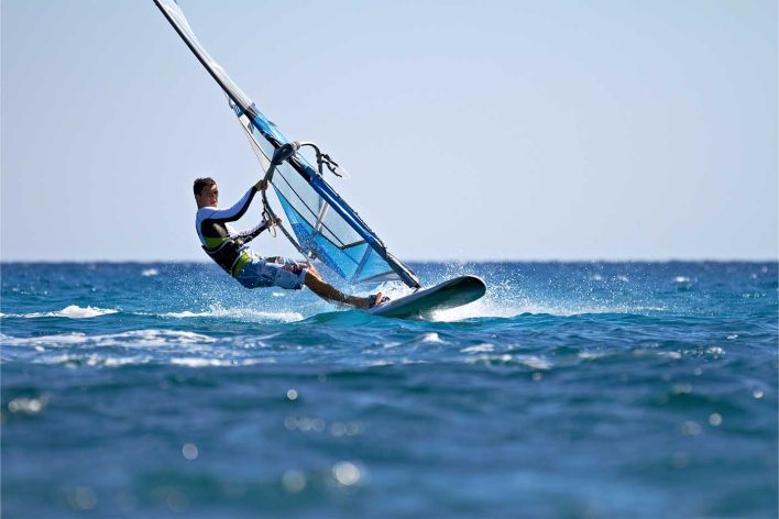 RYA WIndsurfing student planing on windsurf